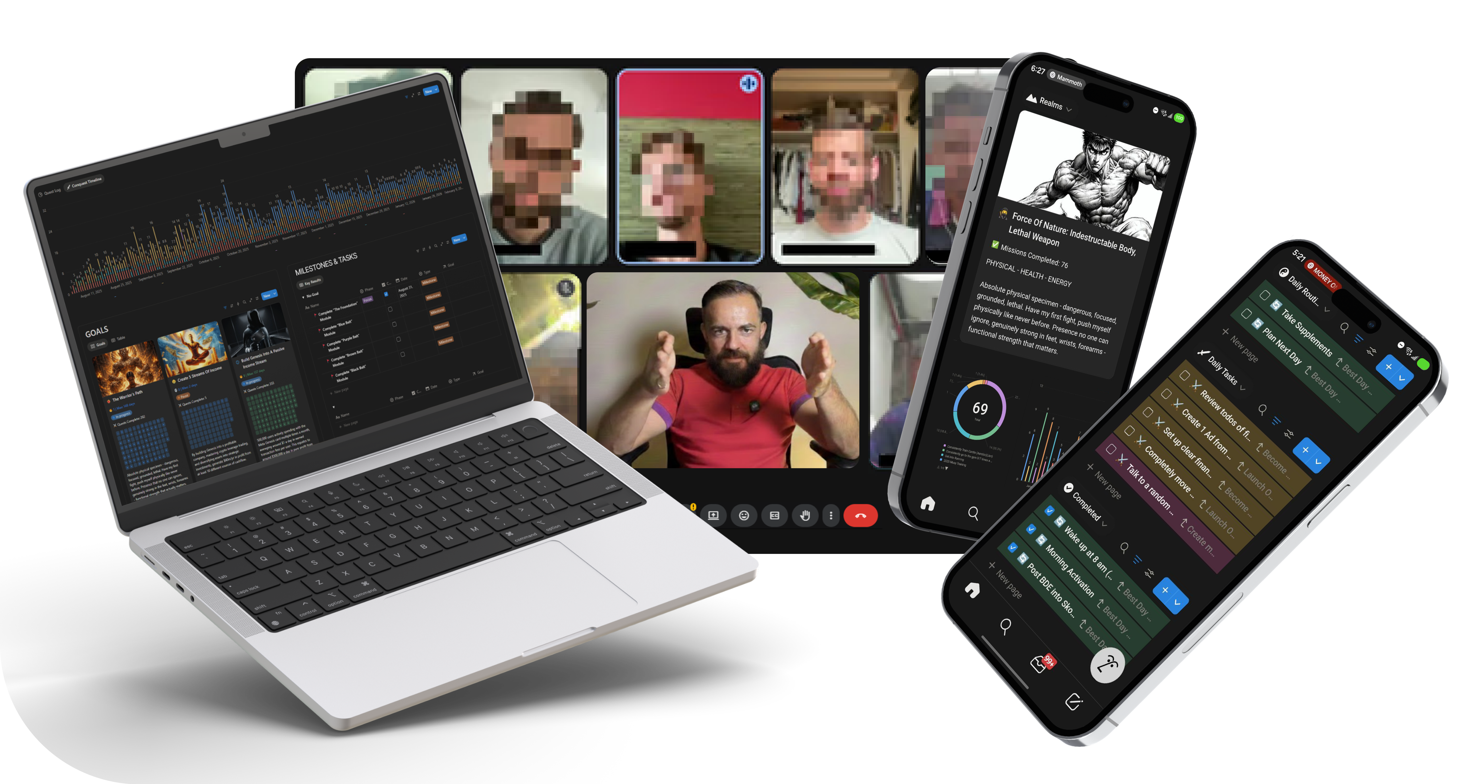 The Other Side — Laptop, Phone, Coaching Calls, Notion System